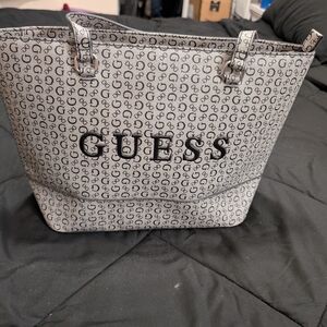 GUESS Gray Monogram Tote Bag